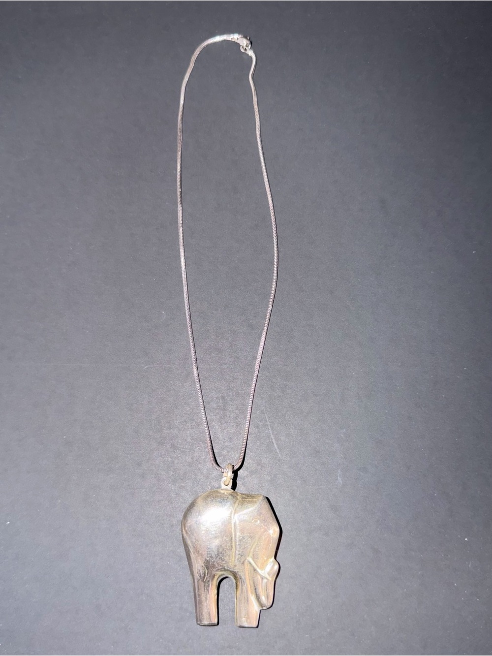 STERLING SILVER MODERN Lg‎  PUFFY 2" ELEPHANT PENDANT & 16” SNAKE CHAIN NECKLACE